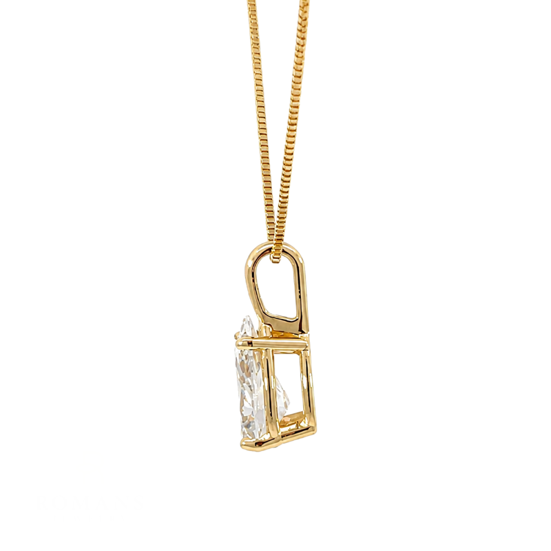 Pear Cut Diamond Solitaire Pendant 0.75CT 14K Yellow Gold