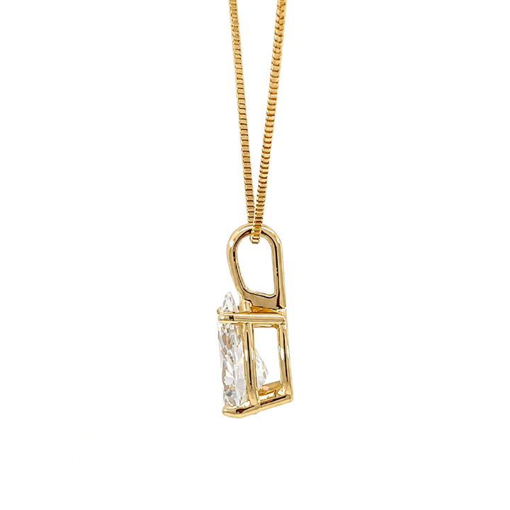 Pear Cut Diamond Solitaire Pendant 0.75CT 14K Yellow Gold