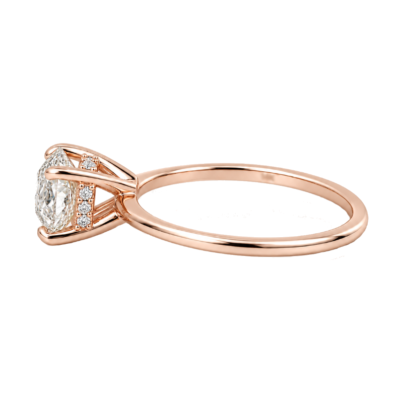 Covenant Hidden Halo Old European Natural Diamond Engagement Ring 0.98CT 14K Rose Gold