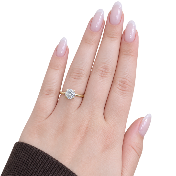 Covenant Hidden Halo Round Natural Diamond Engagement Ring 0.94CT 14K Two Tone