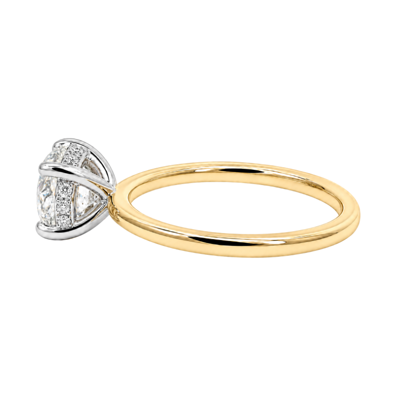 Covenant Hidden Halo Round Natural Diamond Engagement Ring 0.94CT 14K Two Tone