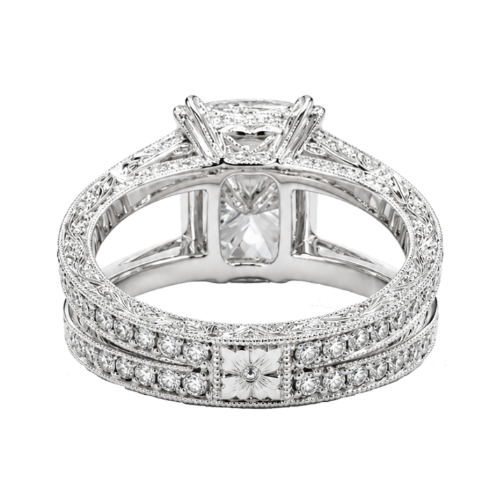 Cushion Lab Grown Diamond Vintage Filigree Engagement Ring 10.74CTW Platinum