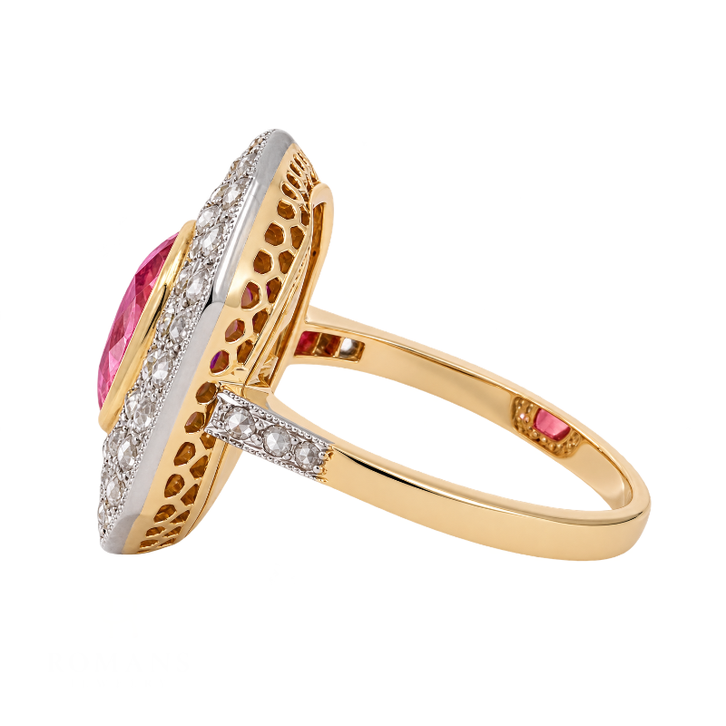 Pink Tourmaline Diamond Double Halo 1900&