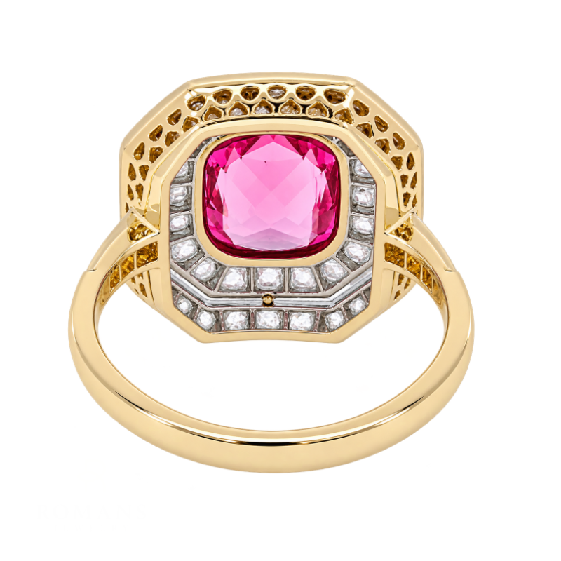 Pink Tourmaline Diamond Double Halo 1900&
