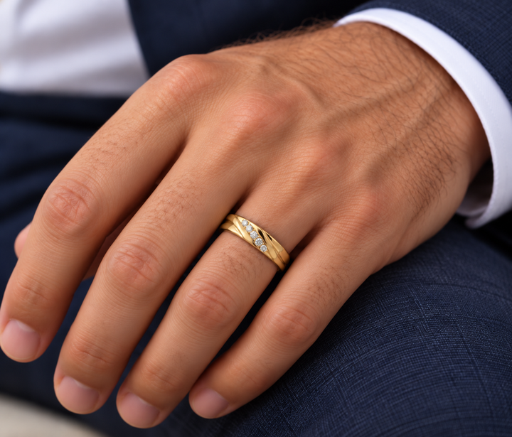 Diamond Men’s Band 14K Yellow Gold 0.08CTW