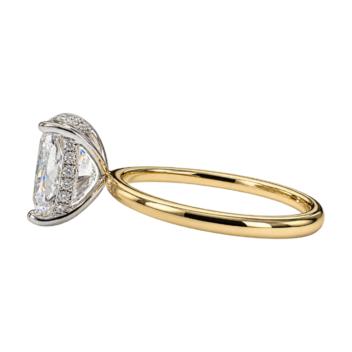Covenant Hidden Halo 2.54CT Elongated Cushion Lab Grown Diamond 14K Two Tone