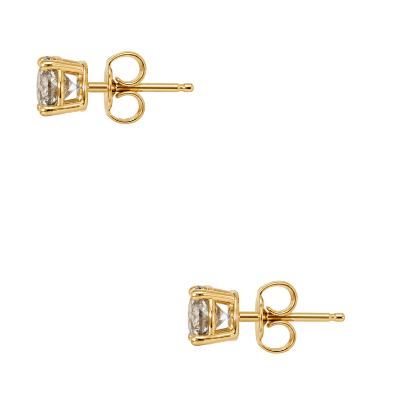 Natural Light Brown Diamond Stud Earrings 0.69CTW 14K Yellow Gold