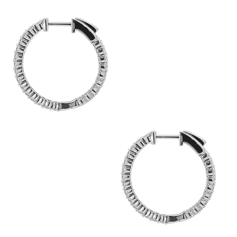 Bubble Style Diamond Hoop Earrings 14K White Gold 0.96CTW 23MM