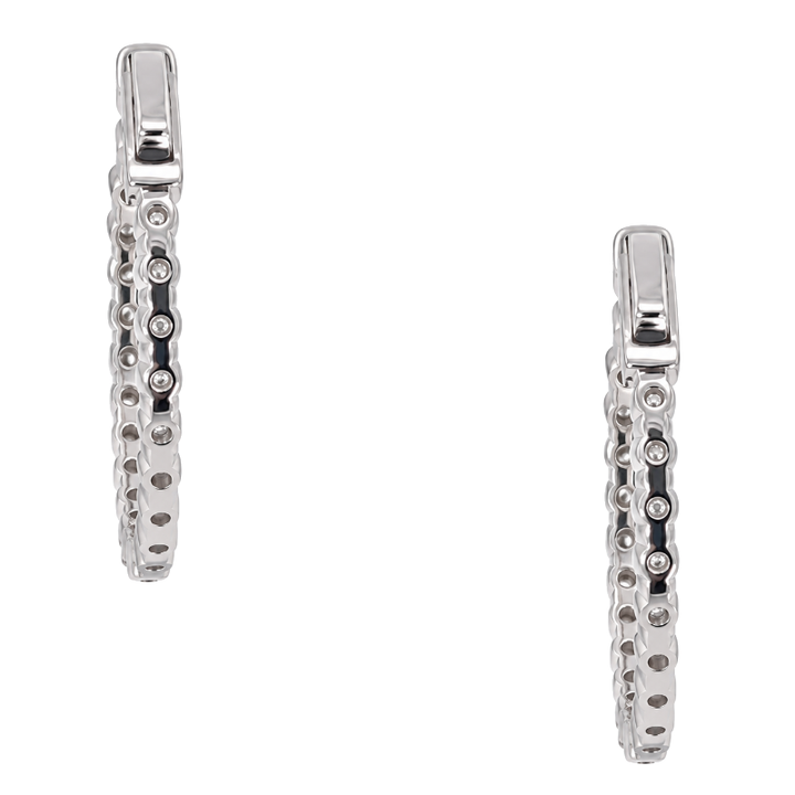 Bubble Style Diamond Hoop Earrings 14K White Gold 0.96CTW 23MM