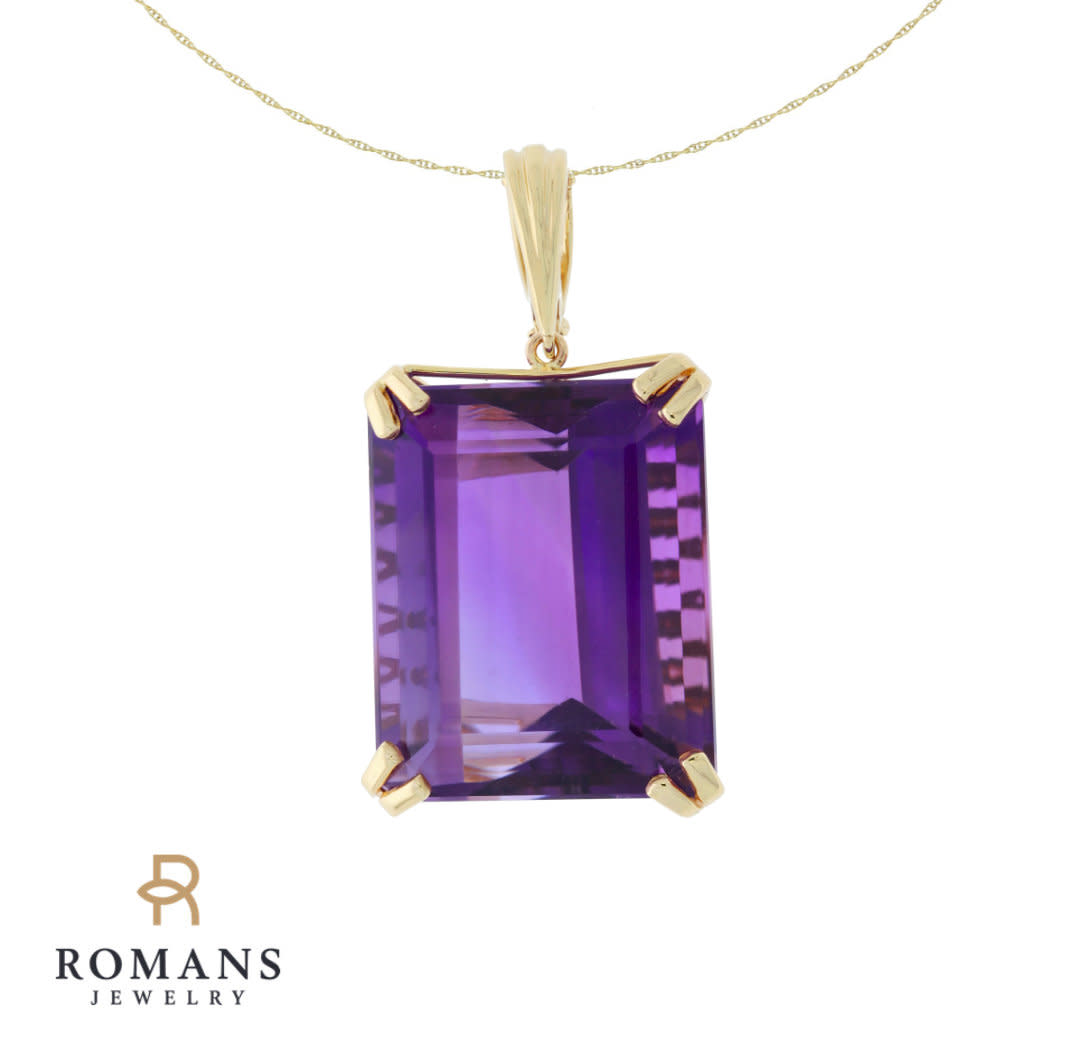 Amethyst Pendant 14K Yellow Gold 66.98CT