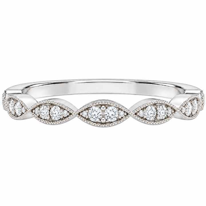 Antique-Inspired Milgrain Diamond Ring Platinum .17CTW