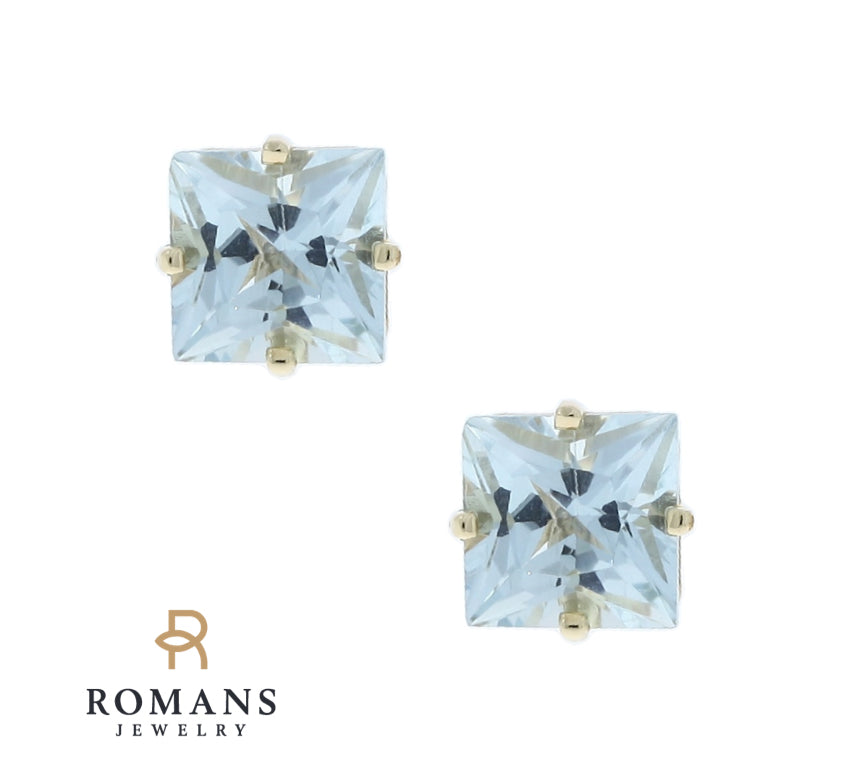 Aquamarine Stud Earring 14K Yellow Gold 1.87CTW
