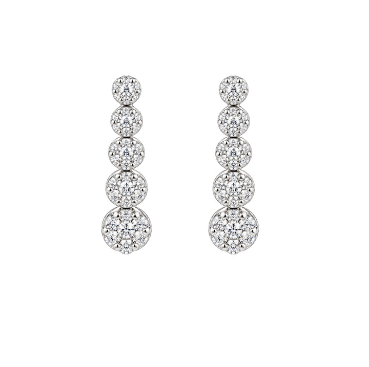 Cluster Diamond Dangle Earrings 14K White Gold. 1.75CTW