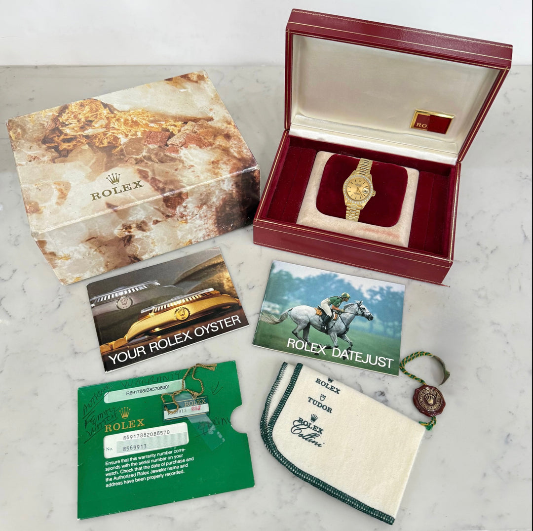 Ladies Rolex President Datejust 69178 18K Yellow Gold Diamond Bezel Y-1988