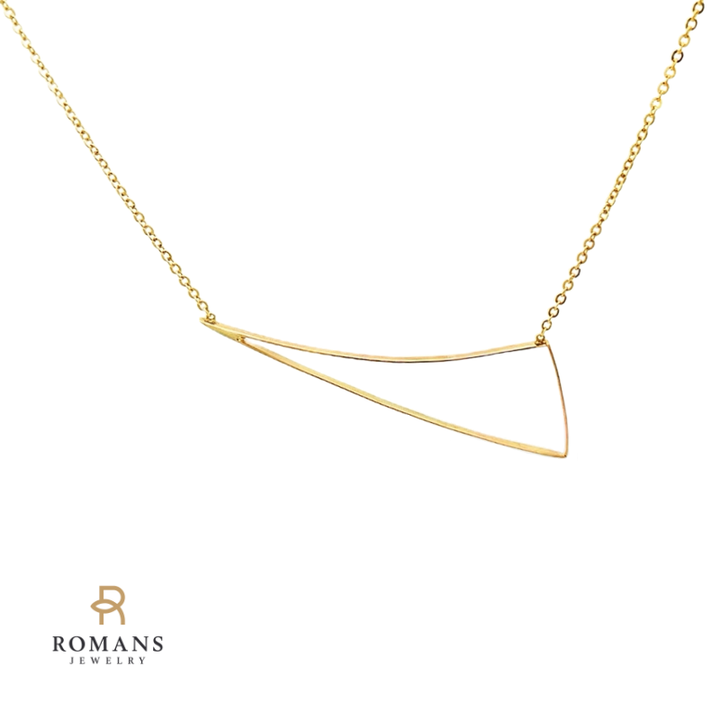 Asymmetrical Triangle Necklace 14K Yellow Gold