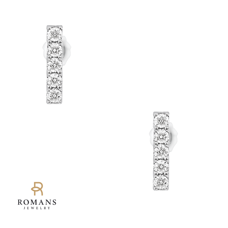 Bar Diamond Studs 14K White Gold .13CTW