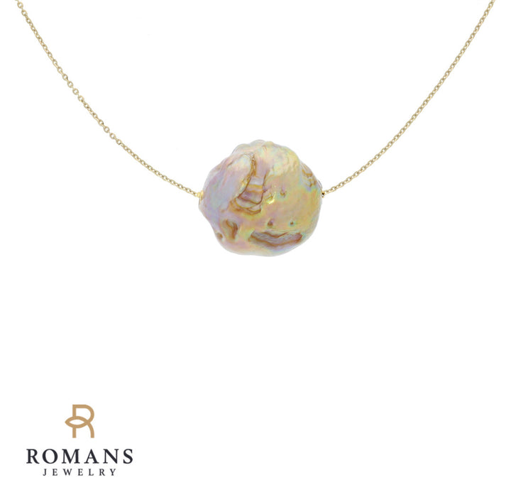Baroque Floating Pearl Necklace 14K Yellow Gold