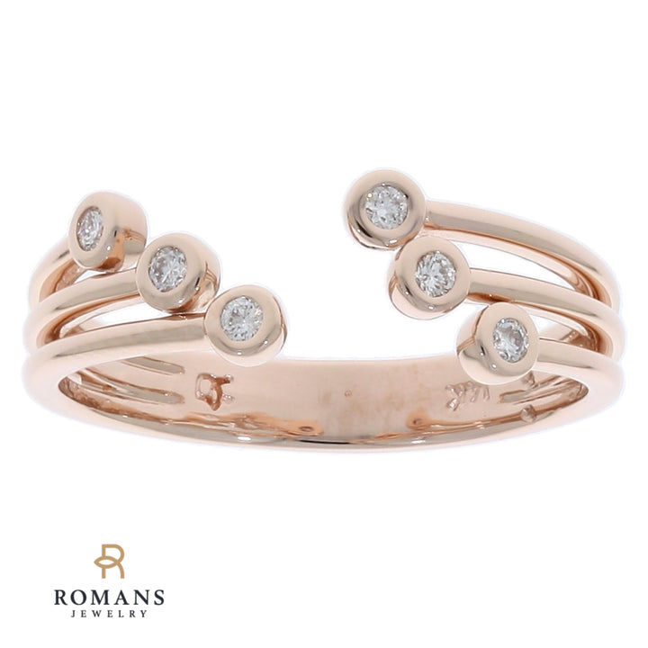 Bezel Set Open Diamond RIng 14K Rose Gold .08 CTW
