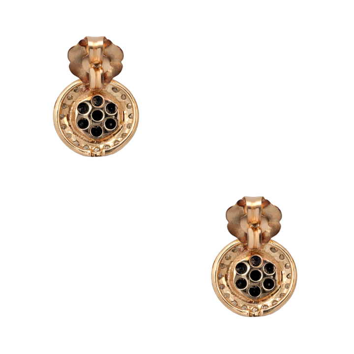 Black & White Diamond Cluster Studs 14K Yellow Gold .26CTW