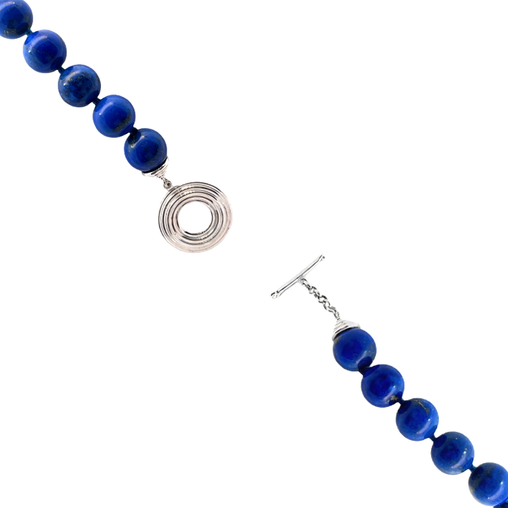 Lapis Beaded Necklace Silver