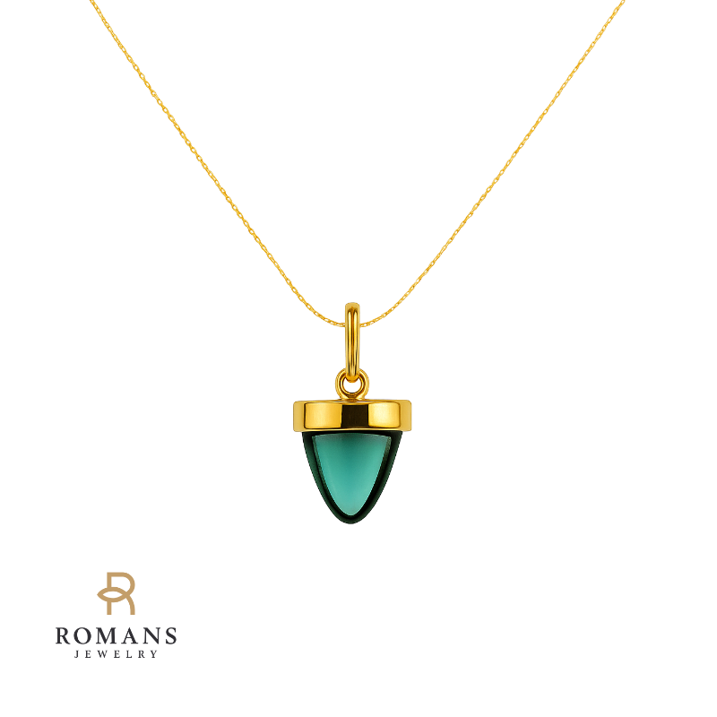 Blue Tourmaline Pendant 14K Yellow Gold .35CT