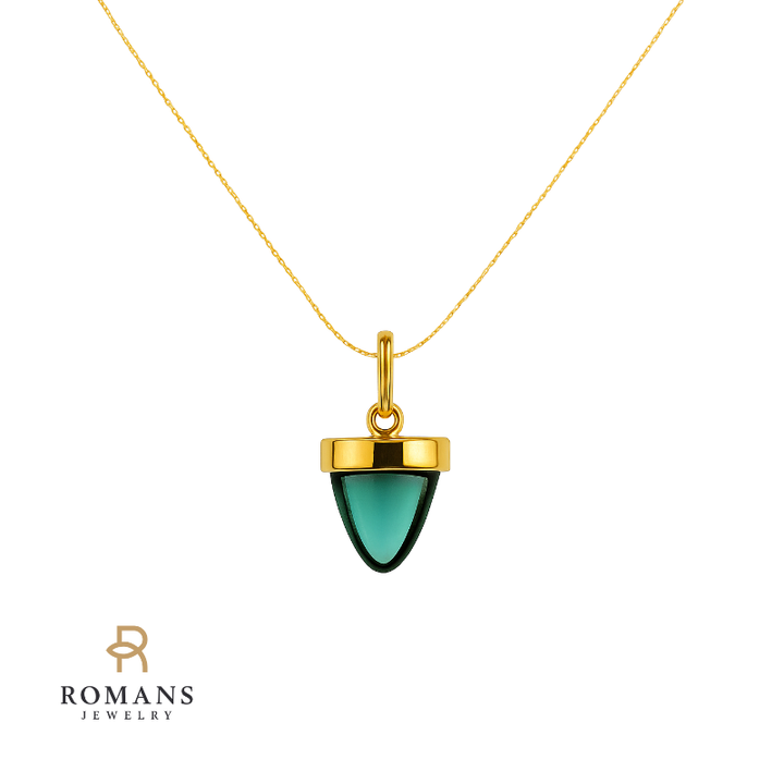 Blue Tourmaline Pendant 14K Yellow Gold .35CT