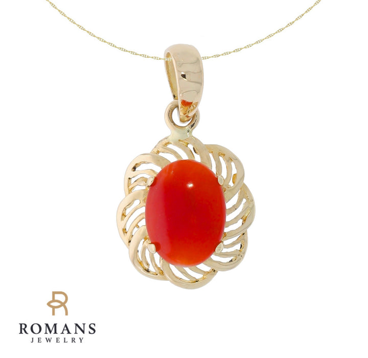 Carnelian Pendant 14K Yellow Gold