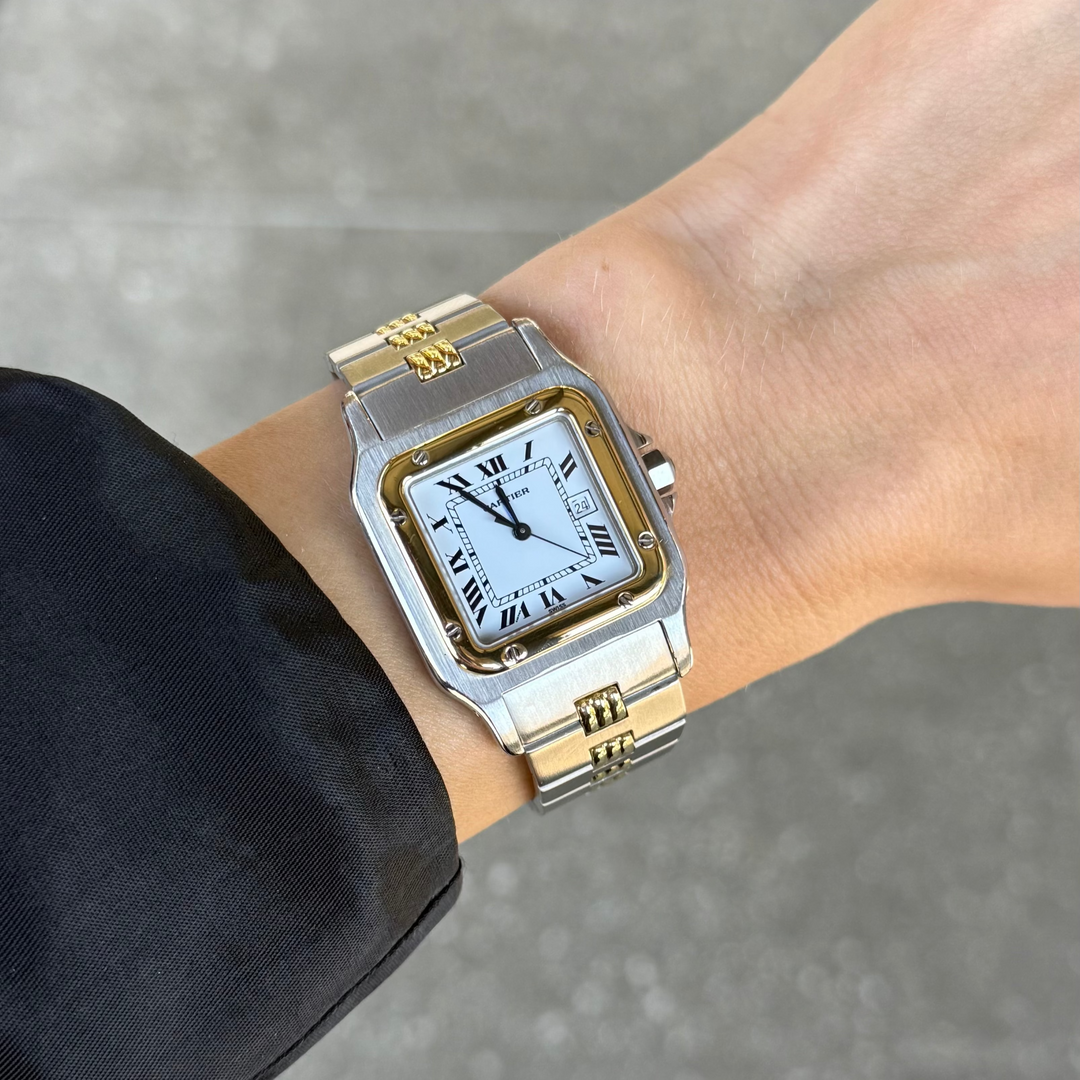 Cartier Santos Carree Godron Watch 18K Yellow & Stainless Steel