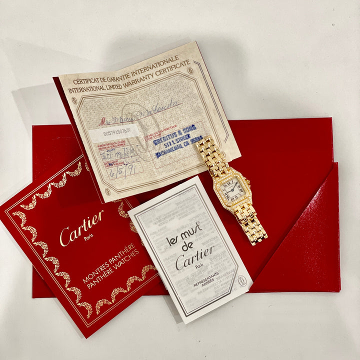 Cartier Panthere Watch 18K Gold Diamond WF3072 22MM
