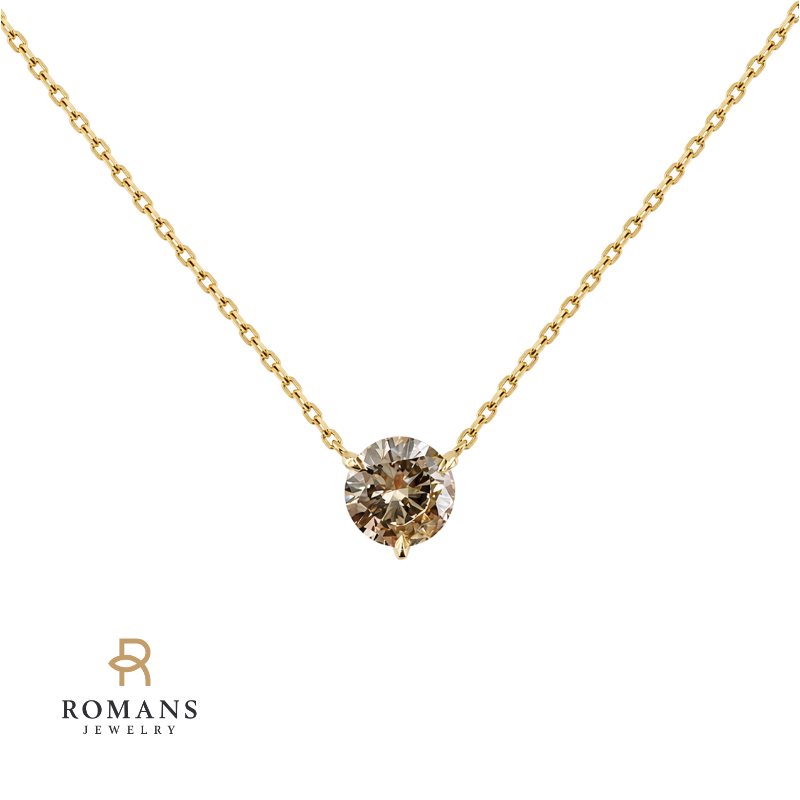 Champagne Diamond Floating Necklace 0.49CT 14K Yellow Gold