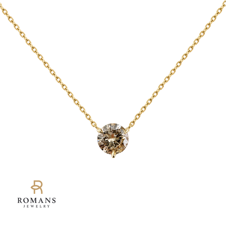 Champagne Diamond Floating Necklace 0.49CT 14K Yellow Gold