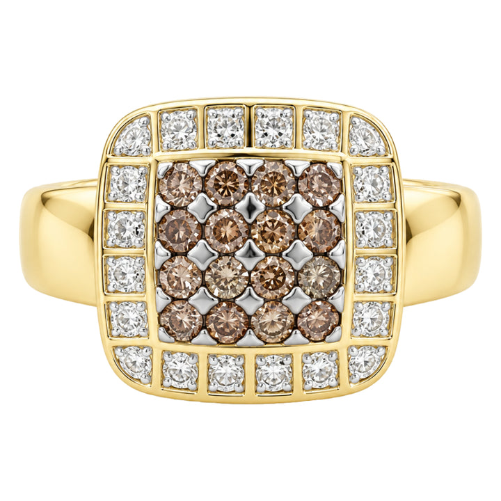 Champagne Diamond Halo Ring 14K Yellow Gold 0.39CTW