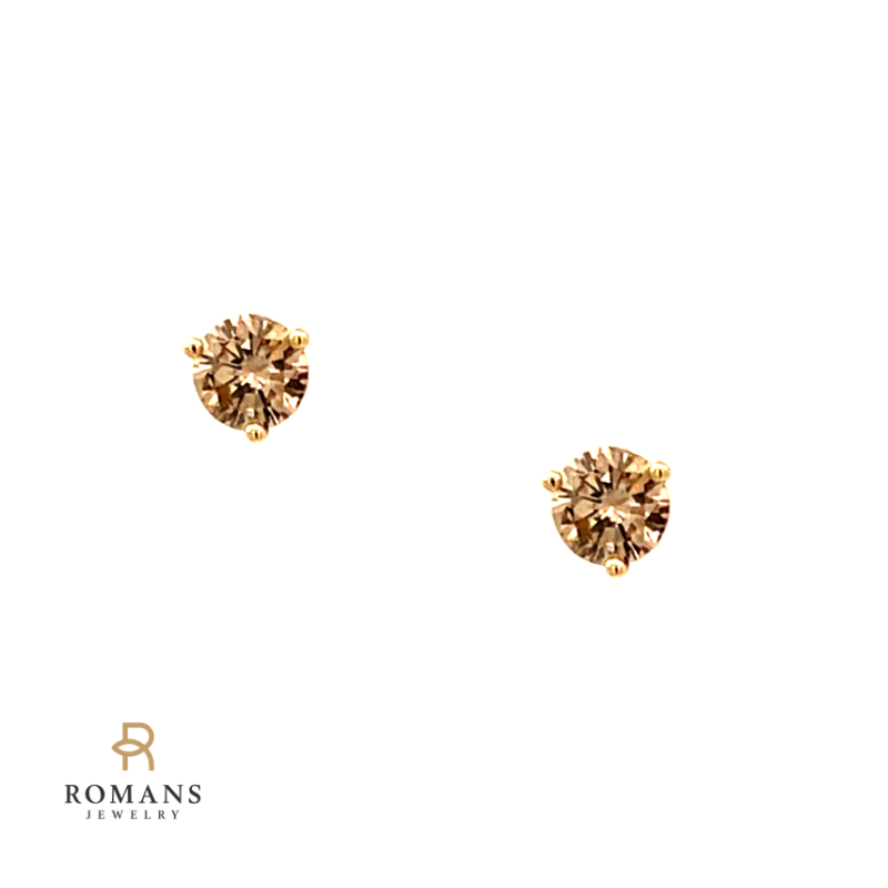 Champagne Diamond Studs 14K Yellow Gold 1.01CTW