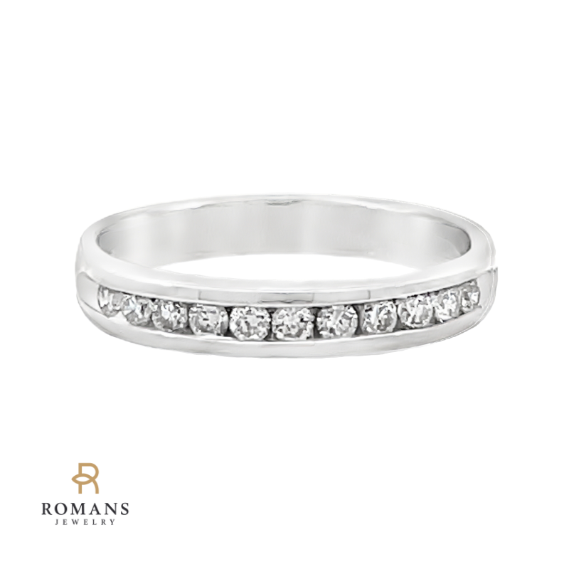 Channel Set Diamond 14K White Gold Band .20CTW