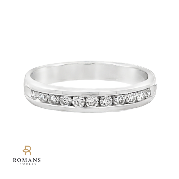 Channel Set Diamond 14K White Gold Band .20CTW