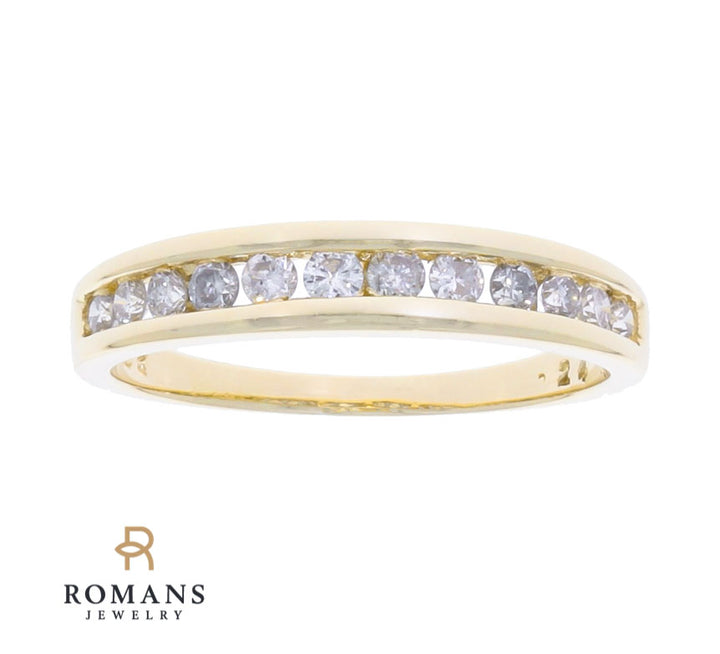 Channel Set Diamond Band 14K Yellow Gold .11CTW