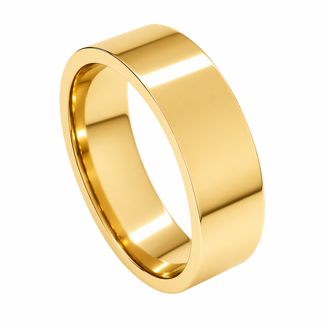 Comfort Fit Flat Band 14K Yellow Gold 6MM