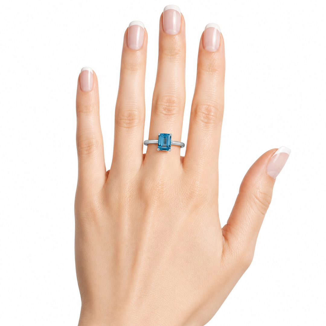 Emerald Cut Aquamarine Ring 1.77CT 14K White Gold