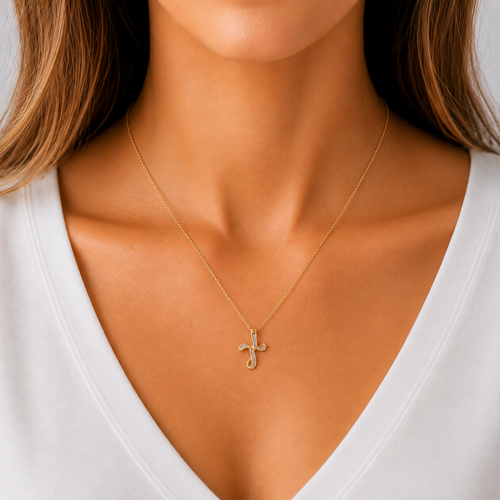 Diamond Cross Pendant .25CTW 14K Yellow Gold