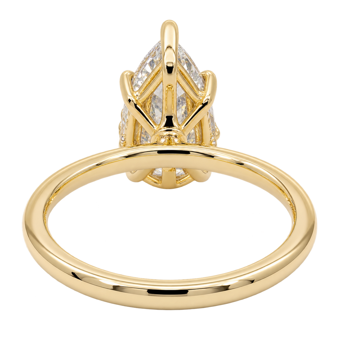 Covenant Hidden Halo 2.71CT Pear Natural Diamond 14K Yellow Gold