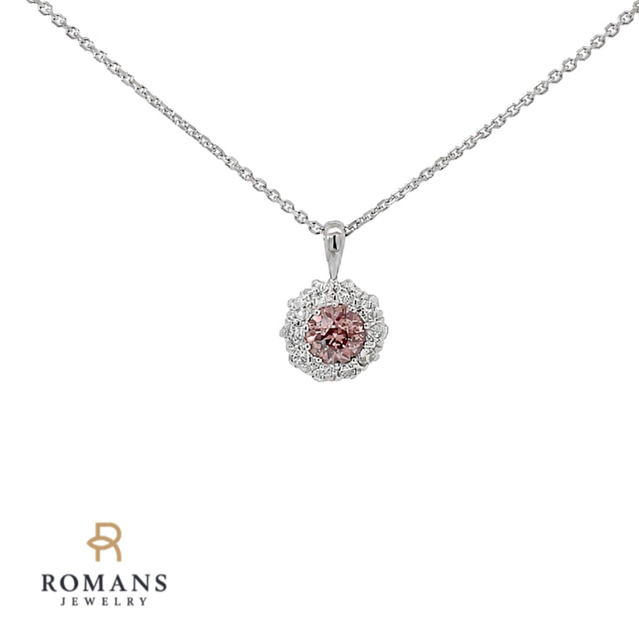 Chocolate Old European Diamond Halo Pendant 0.67CT Platinum