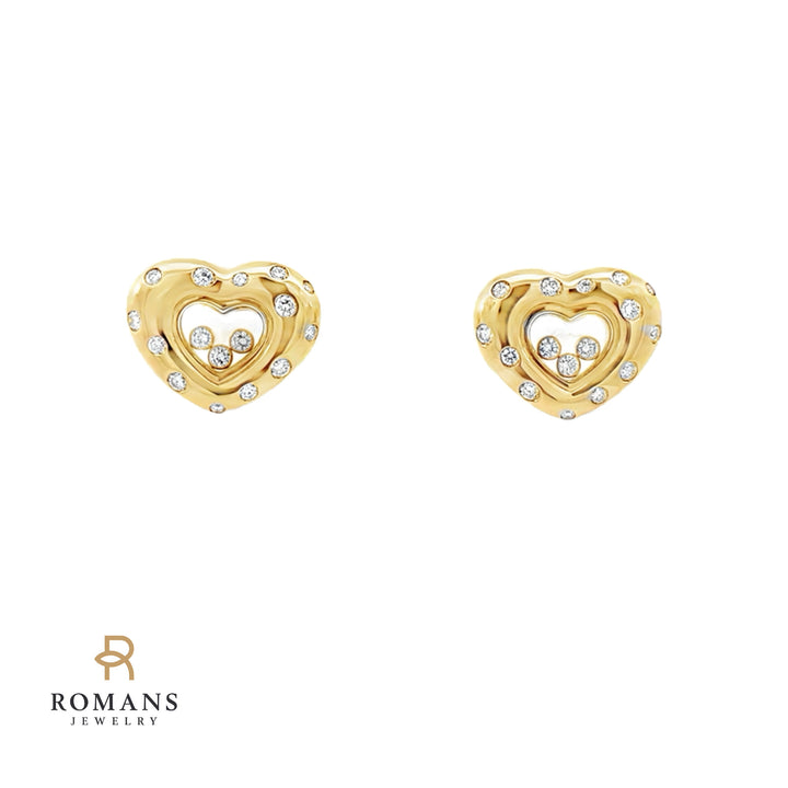 Chopard Heart Diamond Earrings 18K Yellow Gold