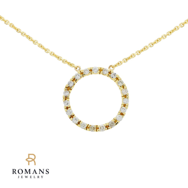 Circle Diamond Necklace 18K Yellow Gold .20CTW