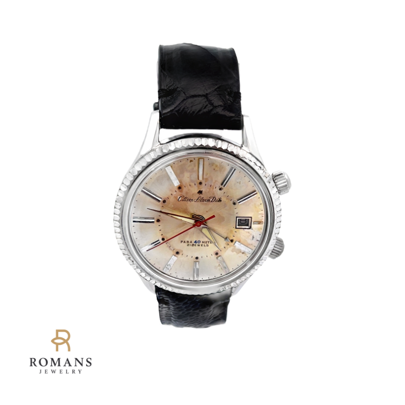 Citizen Alarm Date Vintage Watch Stainless Steel 37MM