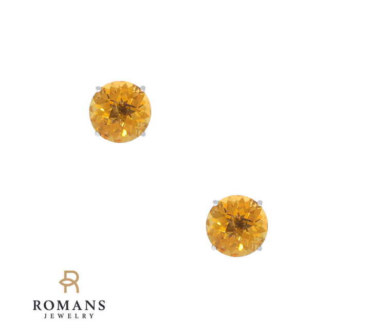 Citrine Stud Earrings 14K White Gold 1.41CTW