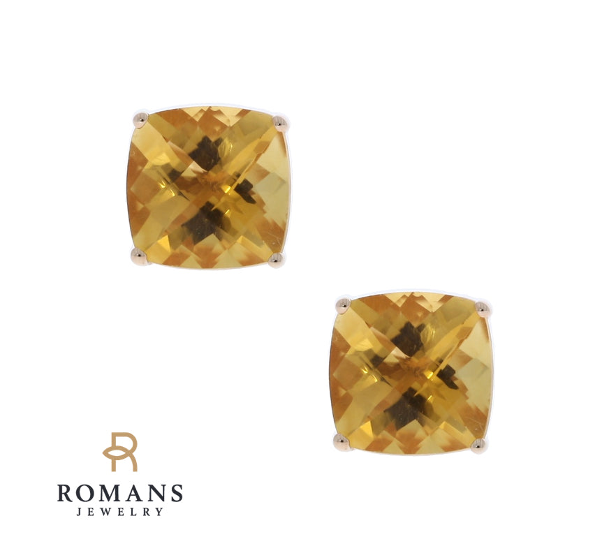Citrine Studs 14K Rose Gold 5.44CTW