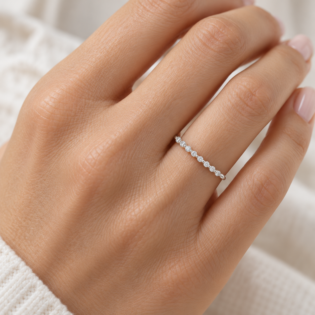 Classic Diamond Shared Prong Band Platinum .24CTW