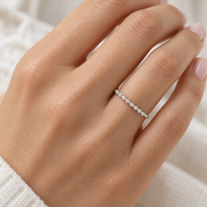Classic Diamond Shared Prong Band Platinum .24CTW