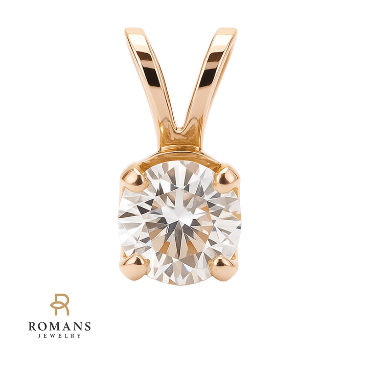 Classic Round Diamond Necklace 14K Yellow Gold .57CT