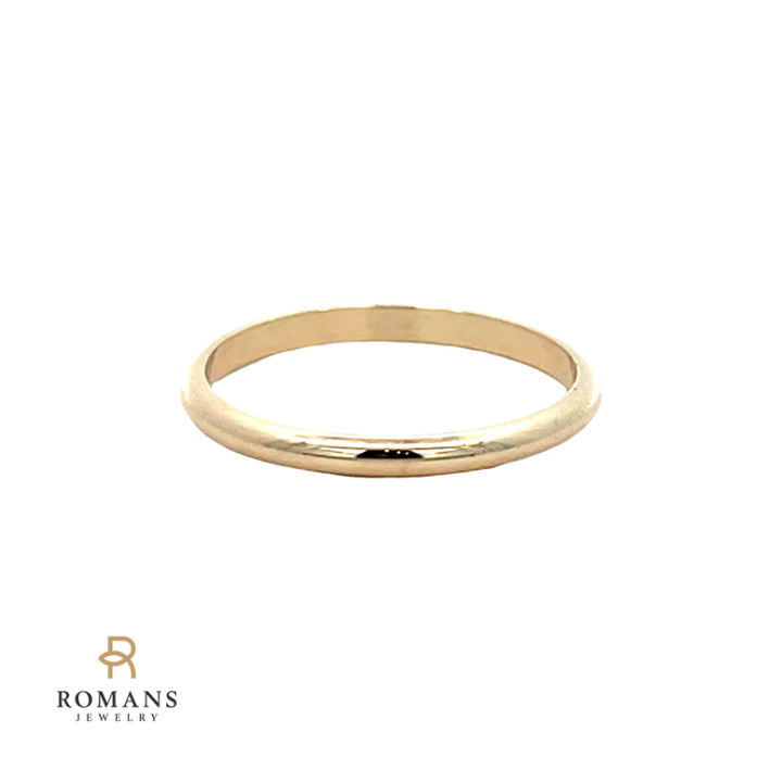 Classic Plain Wedding Band 14K Yellow Gold 2MM